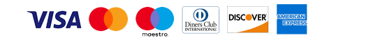 We accept Visa, Mastercard, Maestro, Diners Club, Discover and American Express